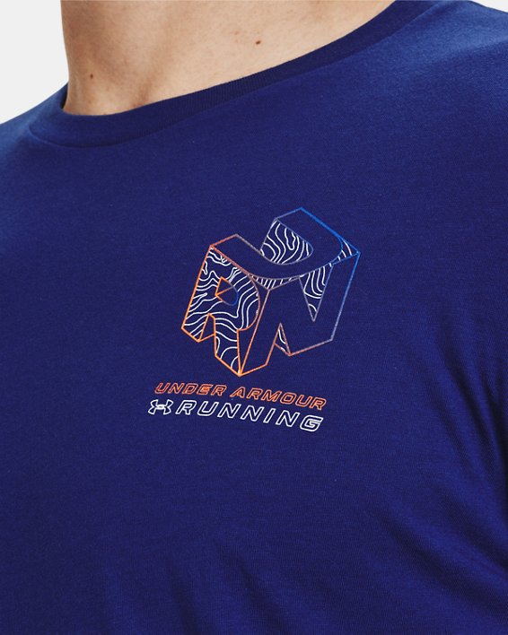 Men's UA Run Gradient Grid Short Sleeve, Blue, pdpMainDesktop image number 2